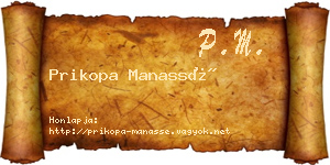 Prikopa Manassé névjegykártya